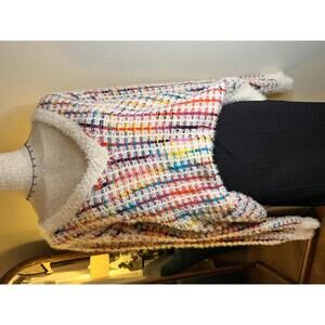 Cozy Multicolor Fuzzy V-Neck Sweater